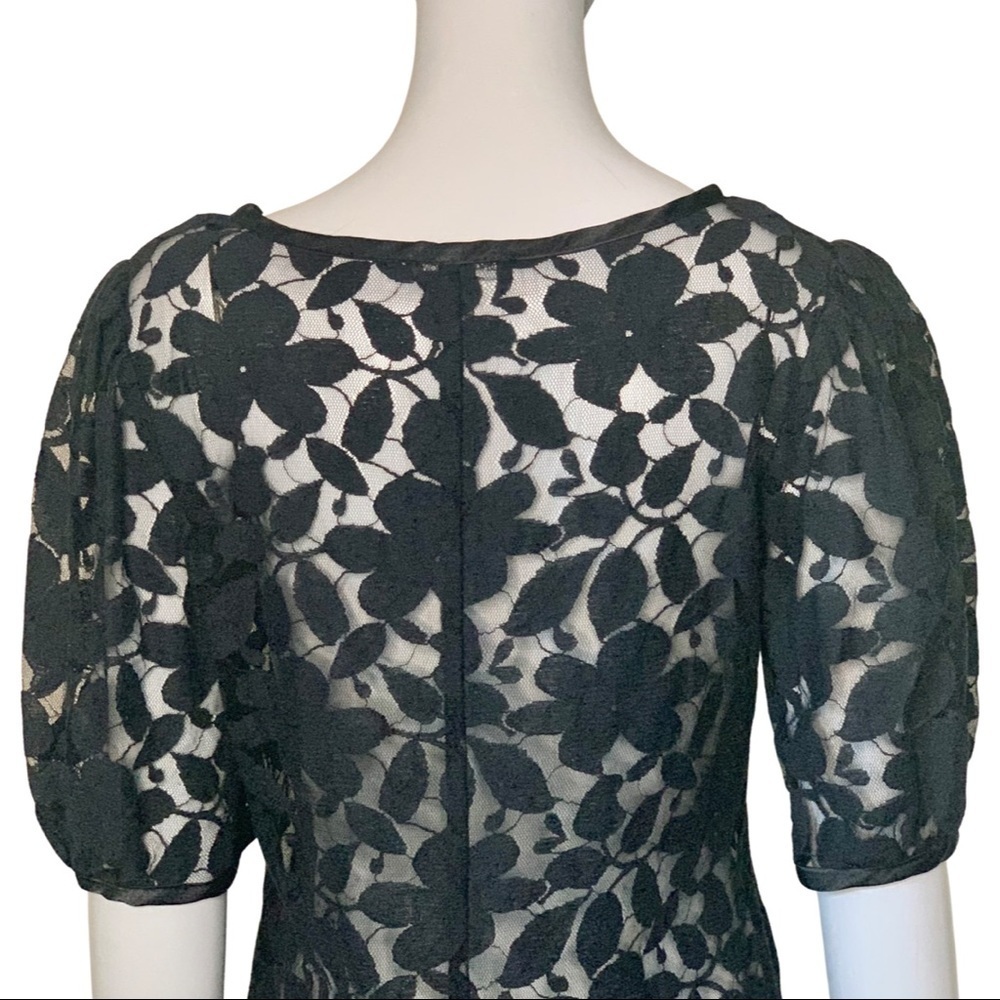 KATHRYN CONOVER Vintage Black Lace Embroidered Shift Dress Size 8 - Picture 8 of 14